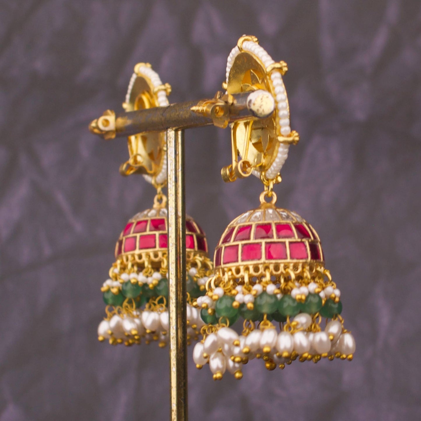 Exclusive Jadau Kundan Jhumka Earrings With Pearls