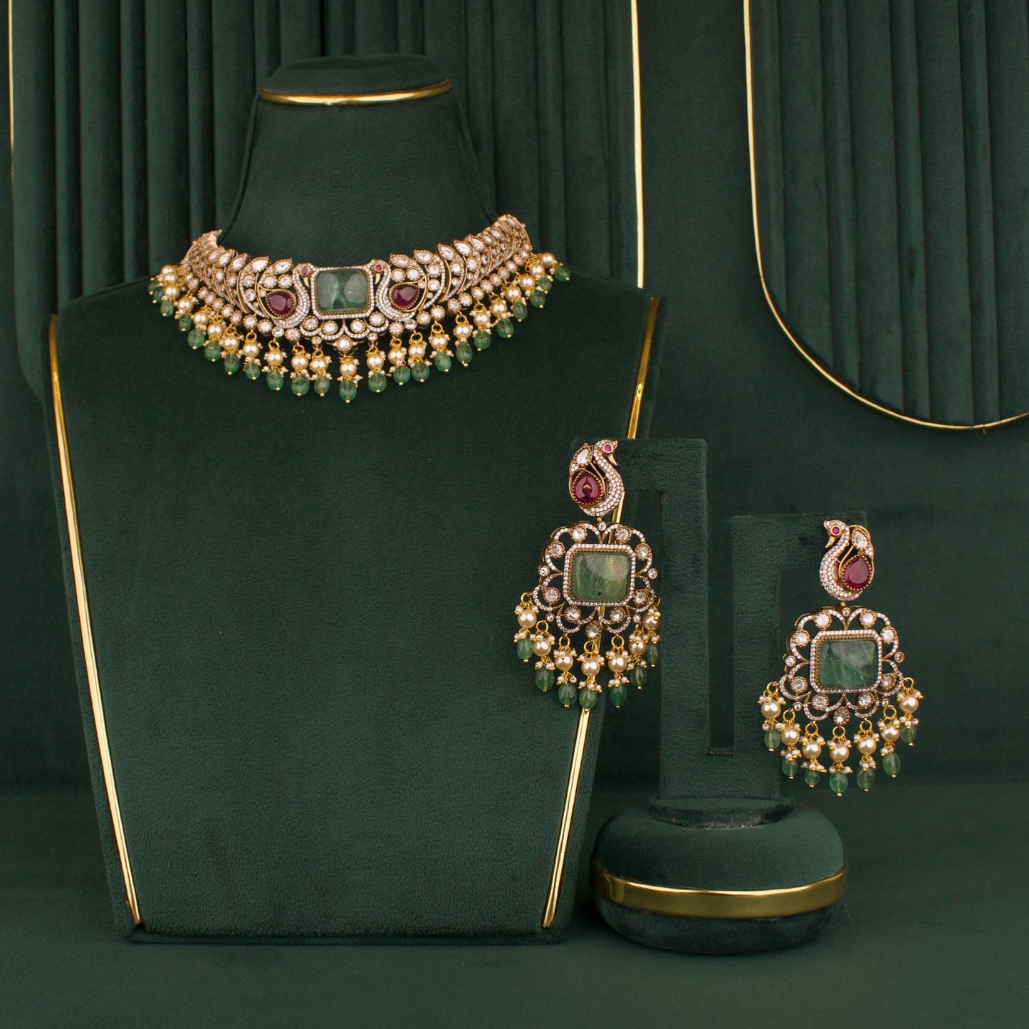 Gold Inspired Victorian Polki - Designer Necklace Sets