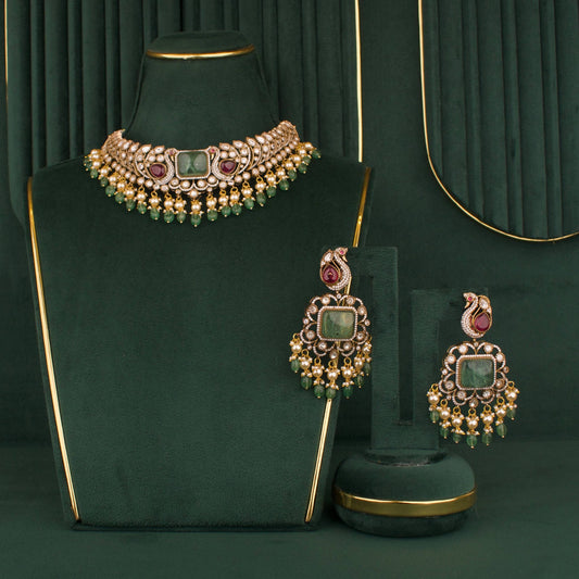 Gold Inspired Victorian Polki - Designer Necklace Sets