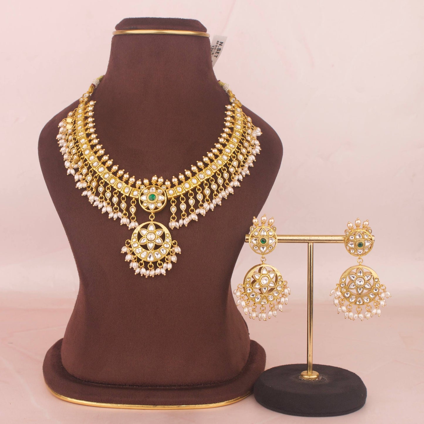 Reversible 2 in 1 Jadau Kundan Necklace Set With Matching Earrings