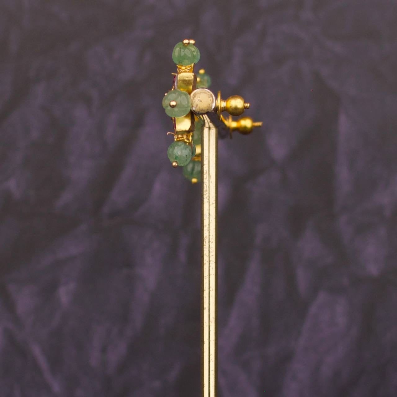 Fusion Polki Kundan Jadau Kundan Stud Earrings With Bead Bordering