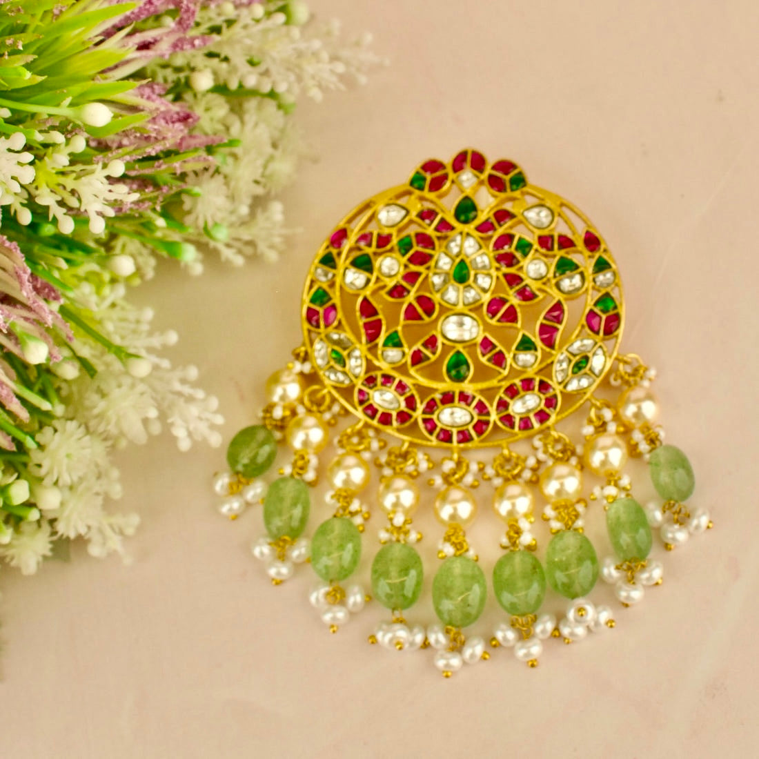 Bridal Exquisite floral Design Jadau Kundan Locket