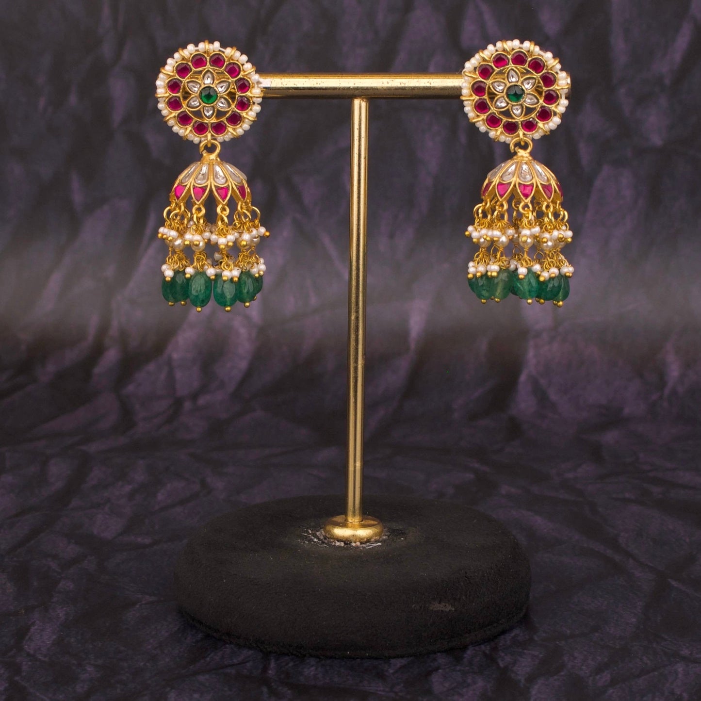 Traditional Royal Jadau Kundan Earrings – Luxury Wedding Jewelry - DULHAN JEWELS