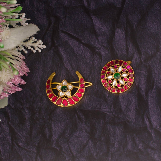 Traditional  Sun & Moon Jadau Kundan Hairpin