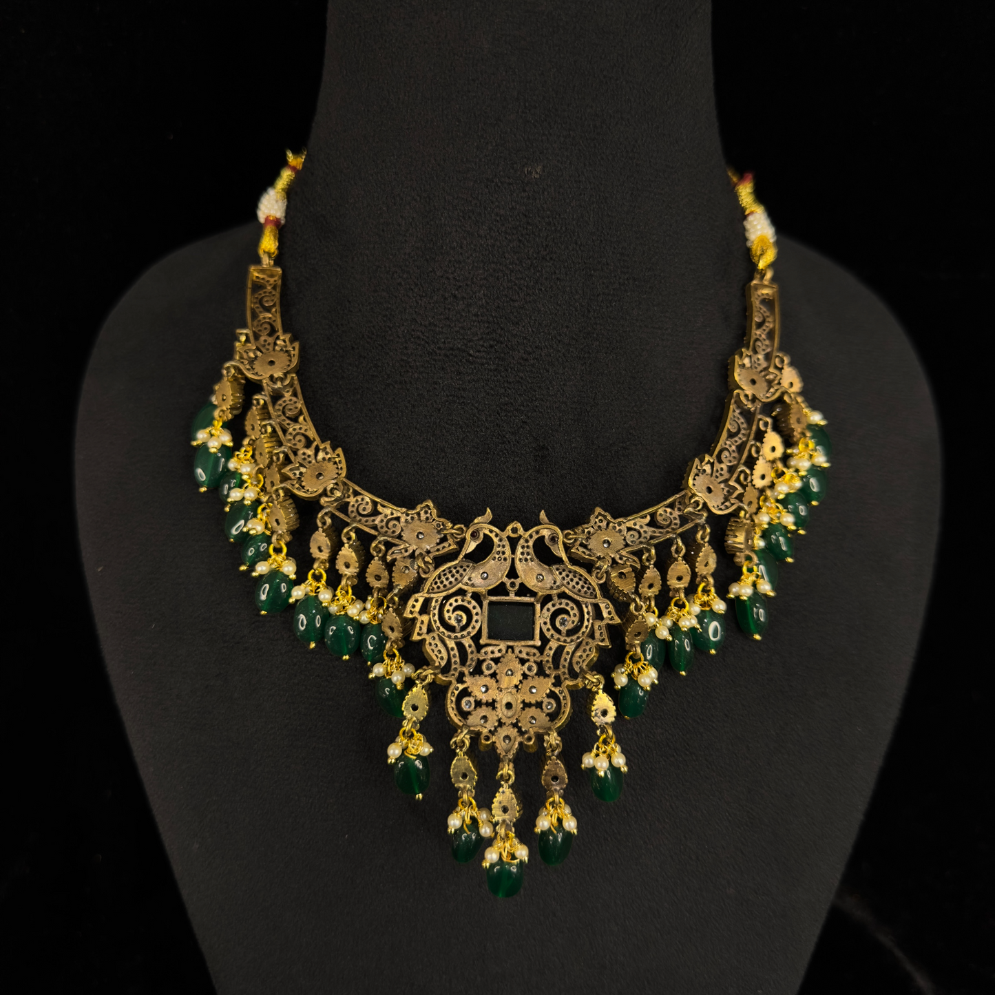 Victorian Peacock Kanti Necklace with matching earrings