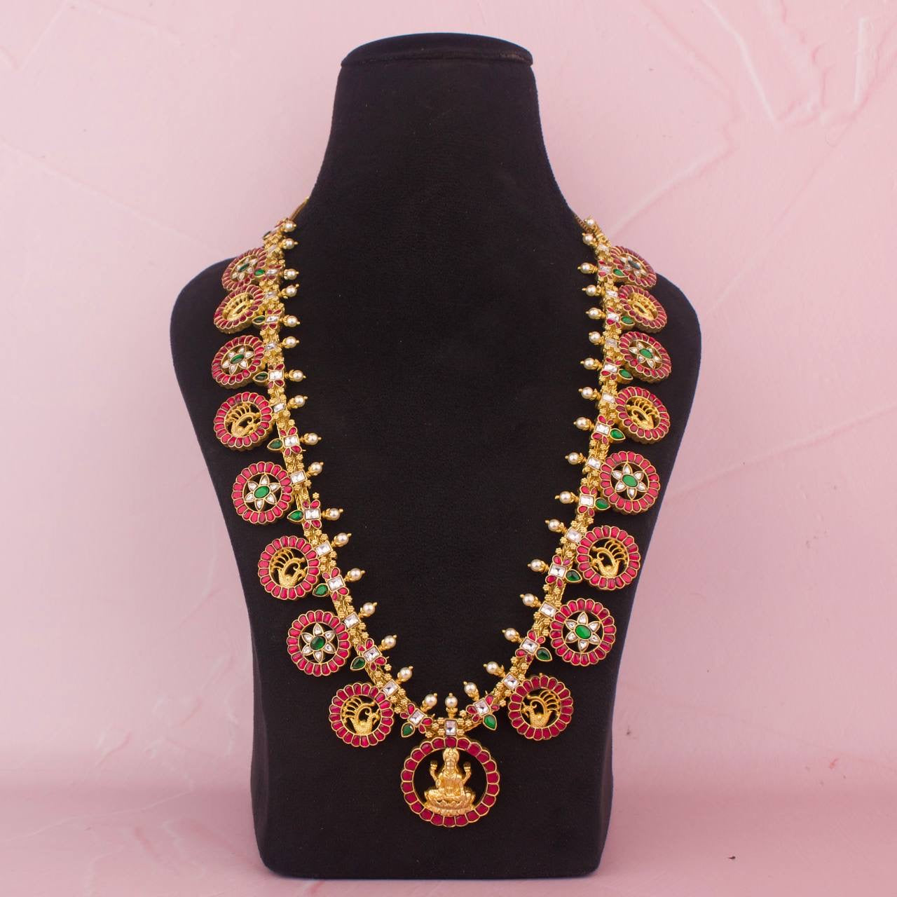 Divine Laxmi Devi Jadau Kundan Long Bottumala Haram