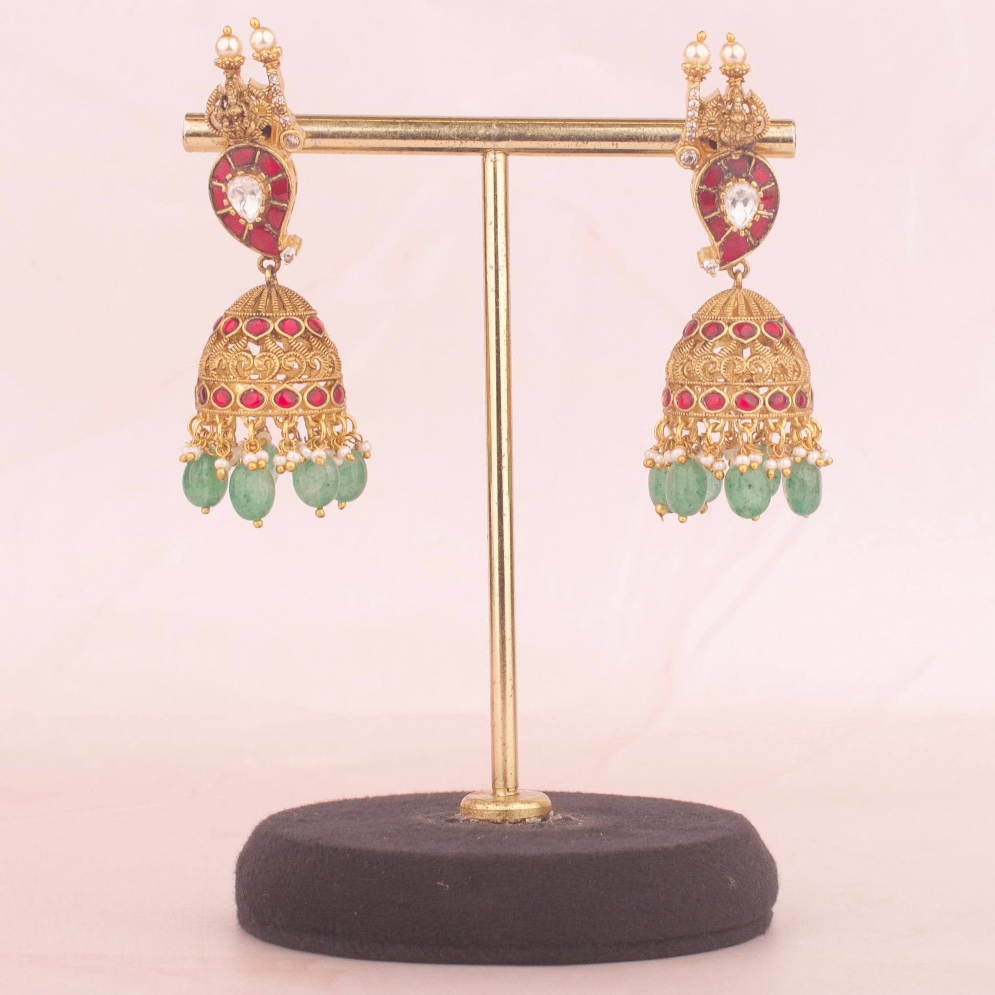 Antique Jadau Kundan Traditional Necklace Set With Matching Earrings - DULHAN JEWELS