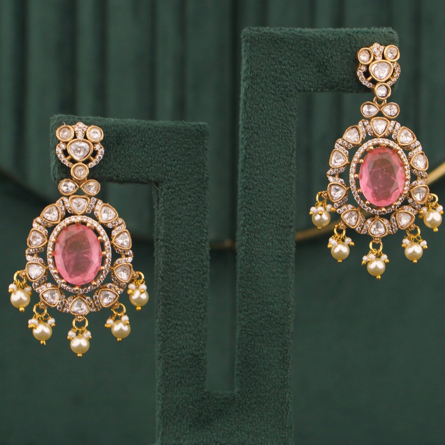 Radiant Victorian Emerald Necklace Set With Pearl Drops And Matching Earrings