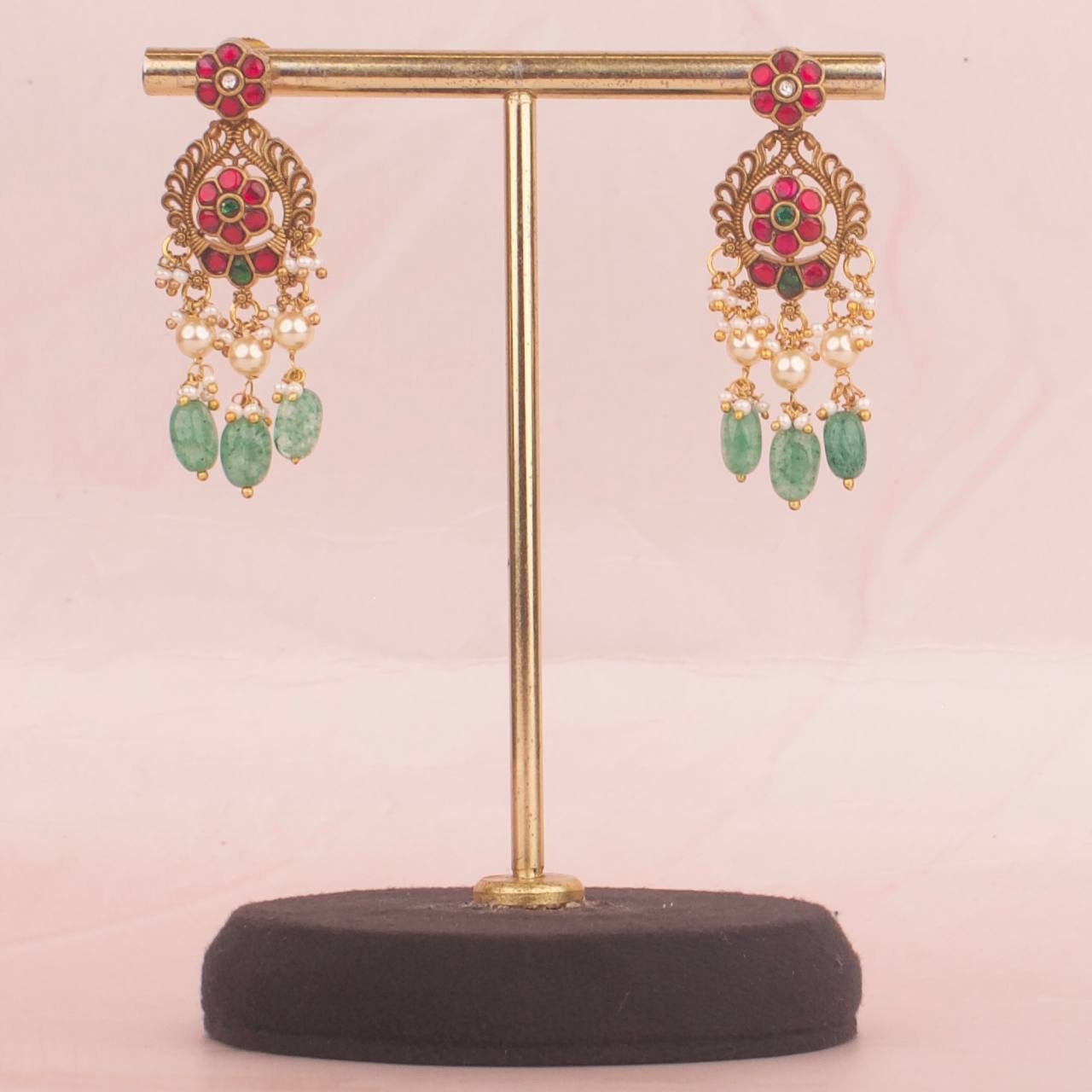 Traditional Jadau Kundan x Nakshi Necklace Set With Matching Earrings