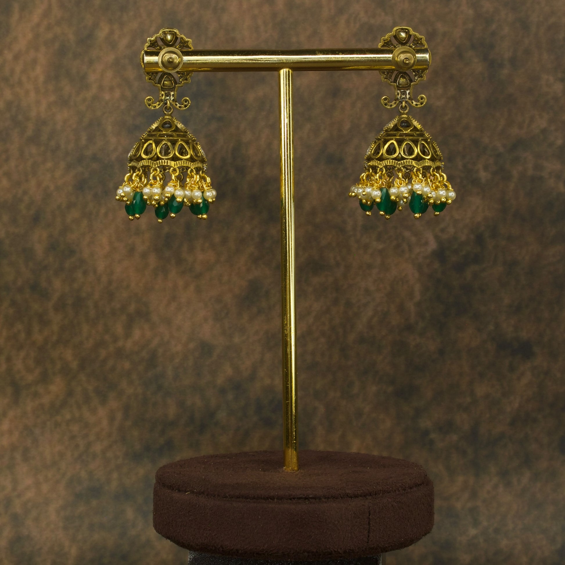 Majestic Heritage: Victorian Jhumka Earrings with Victorian finish 