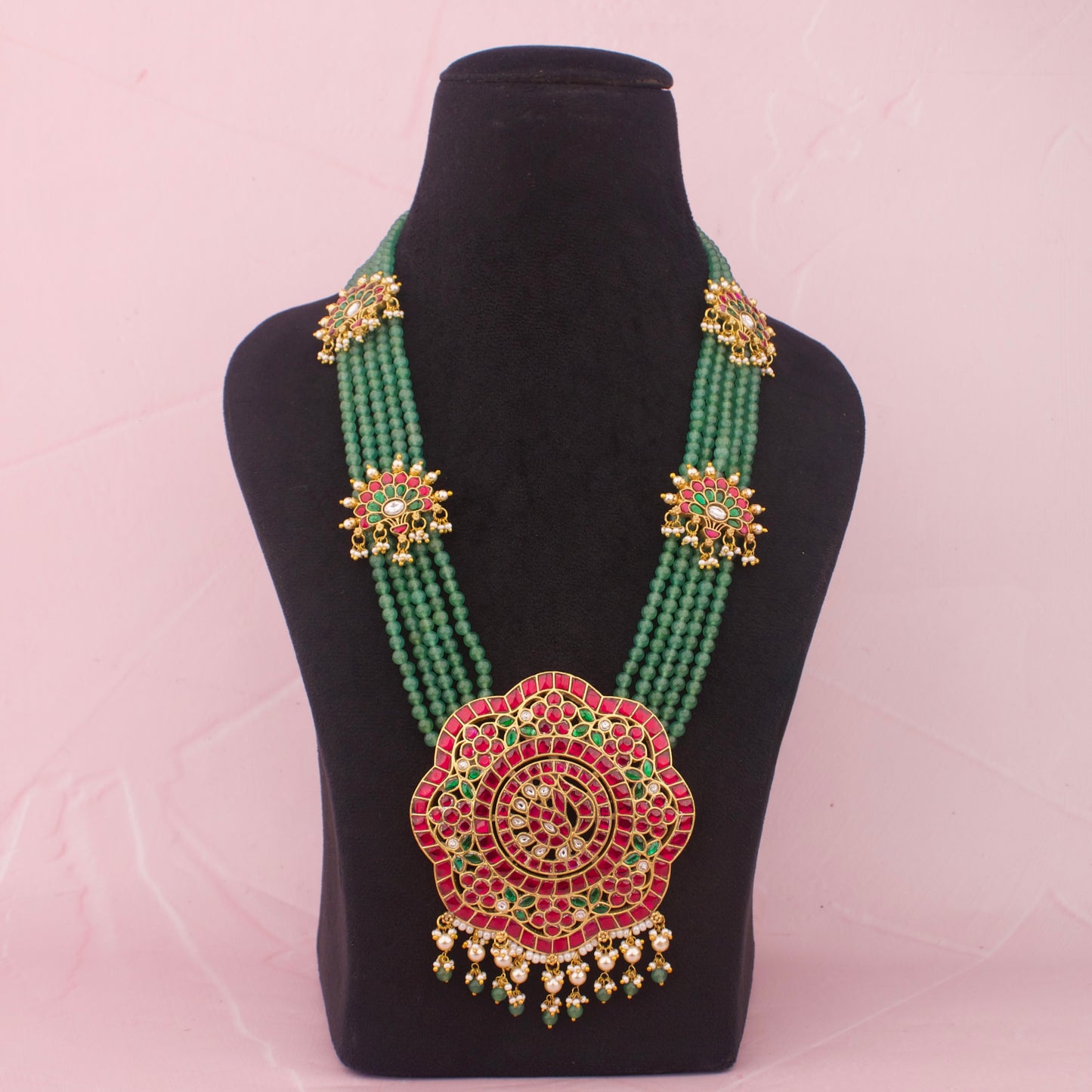 Bridal Jadau Kundan Beads Haram : Wedding Jewellery - Premium Indian Ethnic Jewelry | Dulhan Jewels