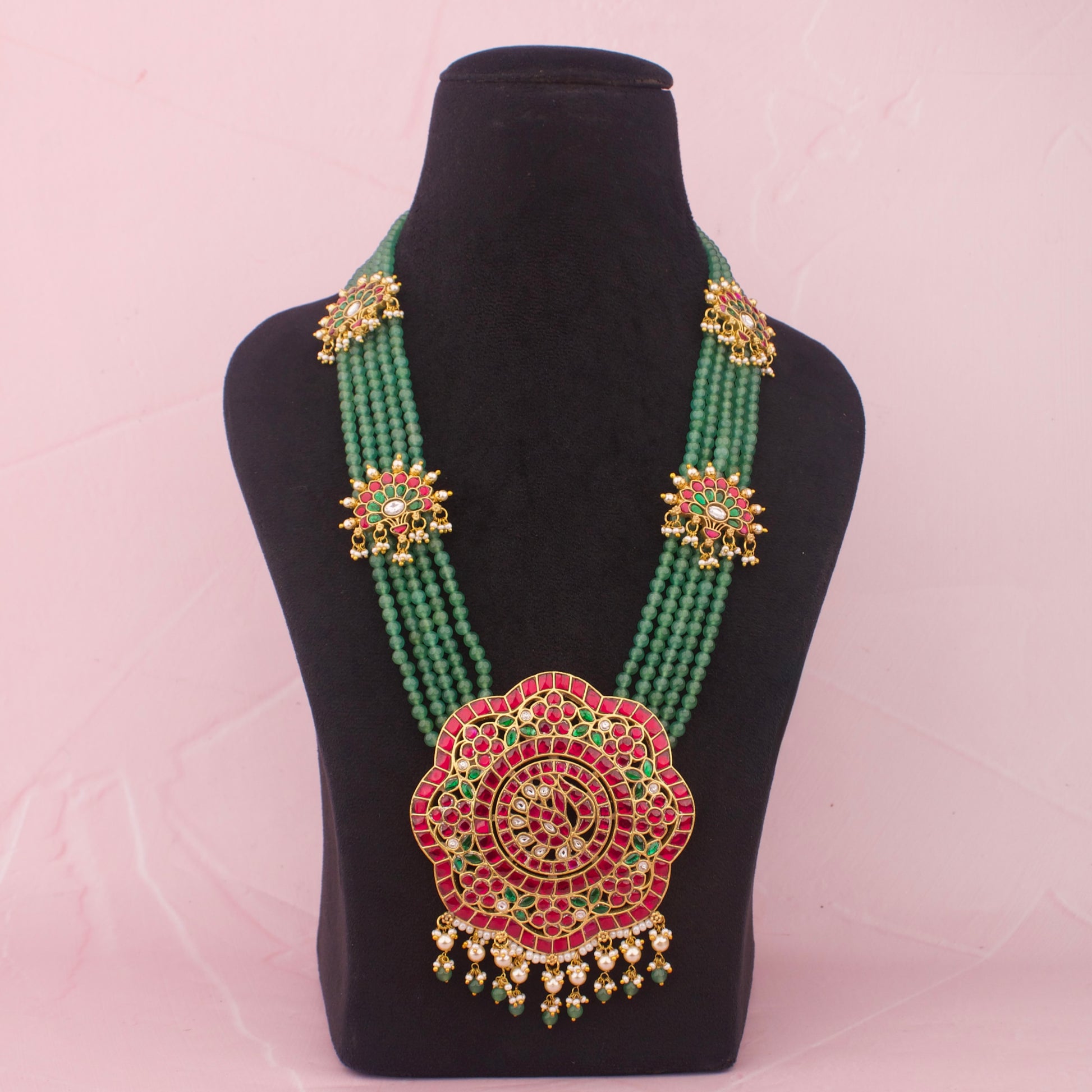 Bridal Jadau Kundan Beads Haram : Wedding Jewellery - Premium Indian Ethnic Jewelry | Dulhan Jewels