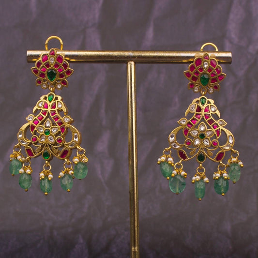 Traditional Jadau Kundan Chandbali Earrings