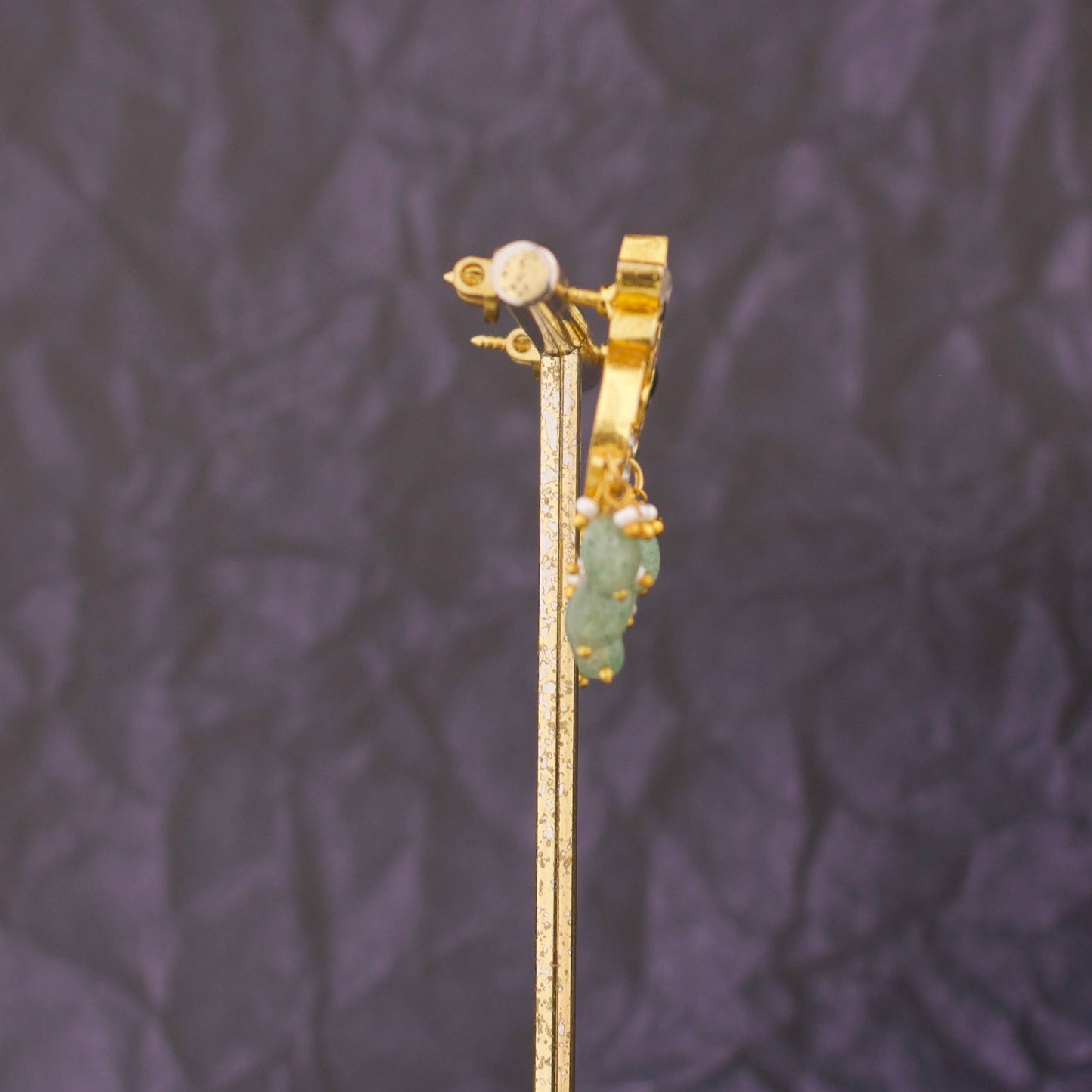 Attractive  Floral Studded Jadau Kundan Earrings - Alternate View 3