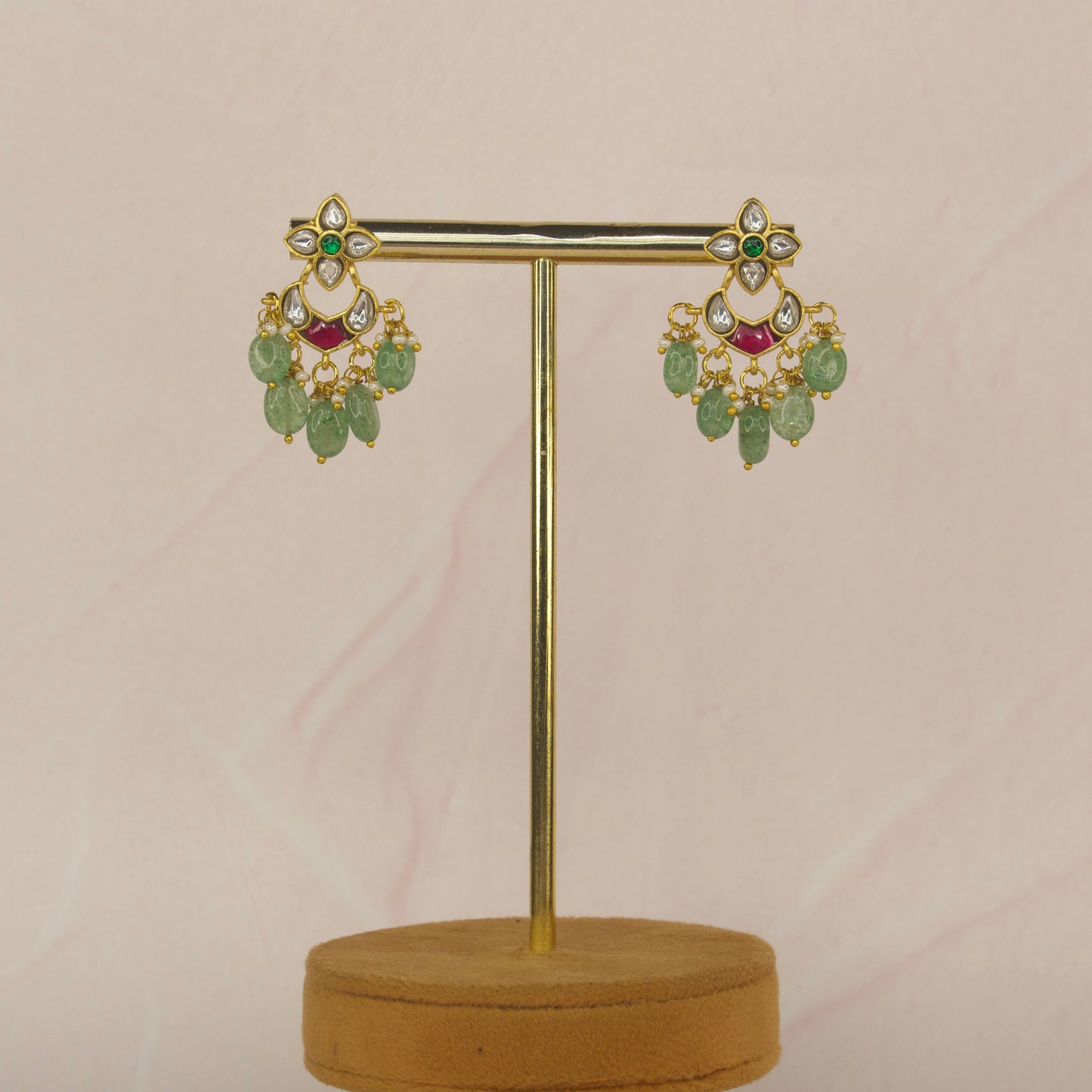 Elegant Small Jadau Kundan Chandbali in White