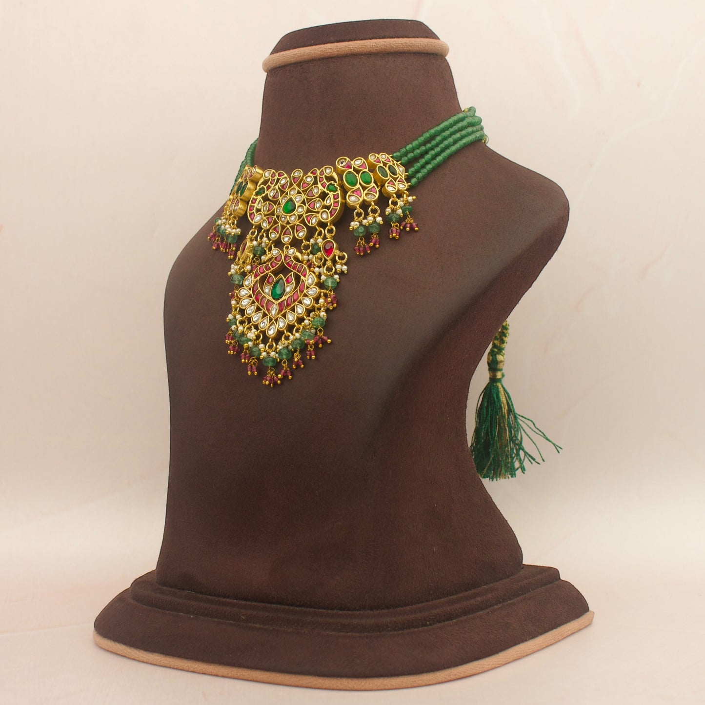 Opulent Jadau Kundan Choker with Ruby and Emerald Detailing