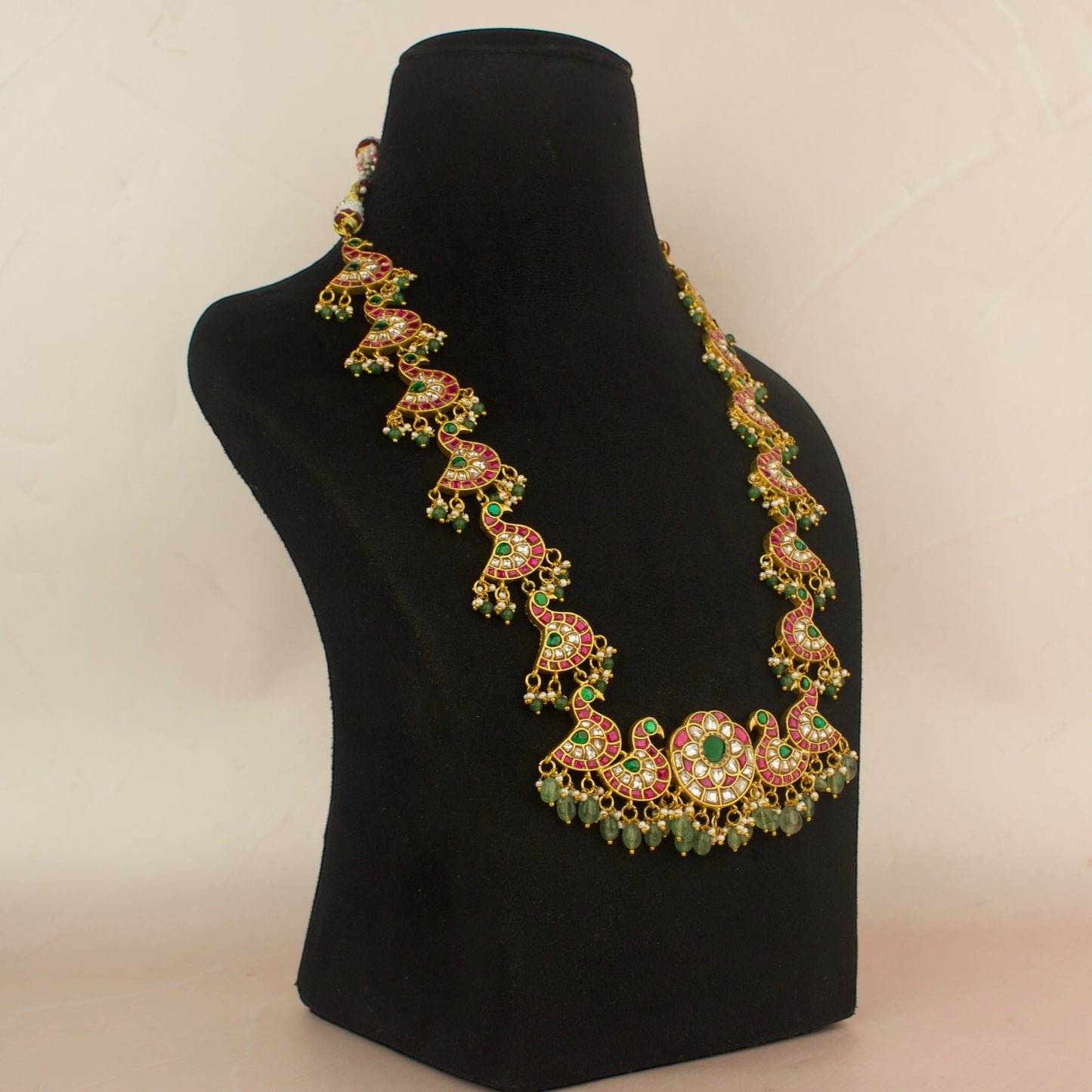 Unique Peacock Design Jadau Kundan Necklace Set With Earrings