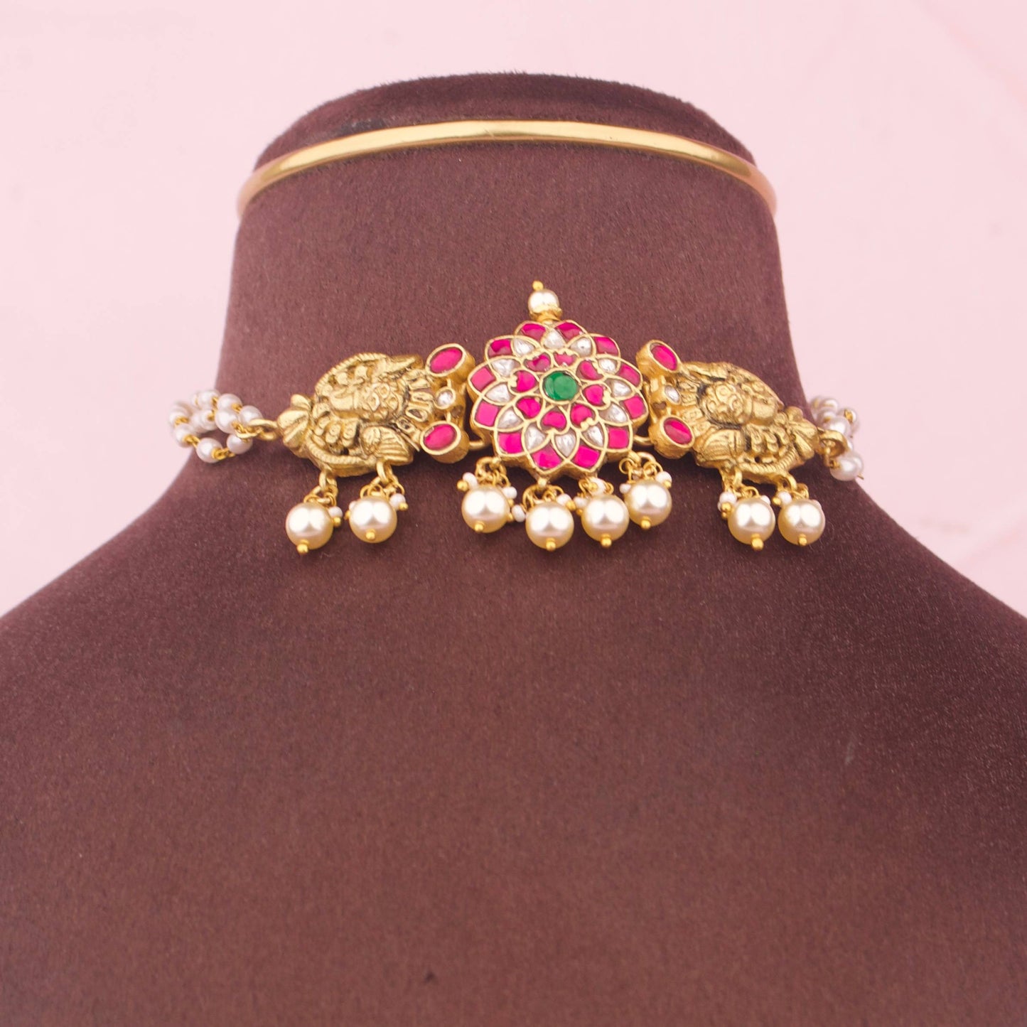 Antique Jadau Kundan Choker With Pearl Drops