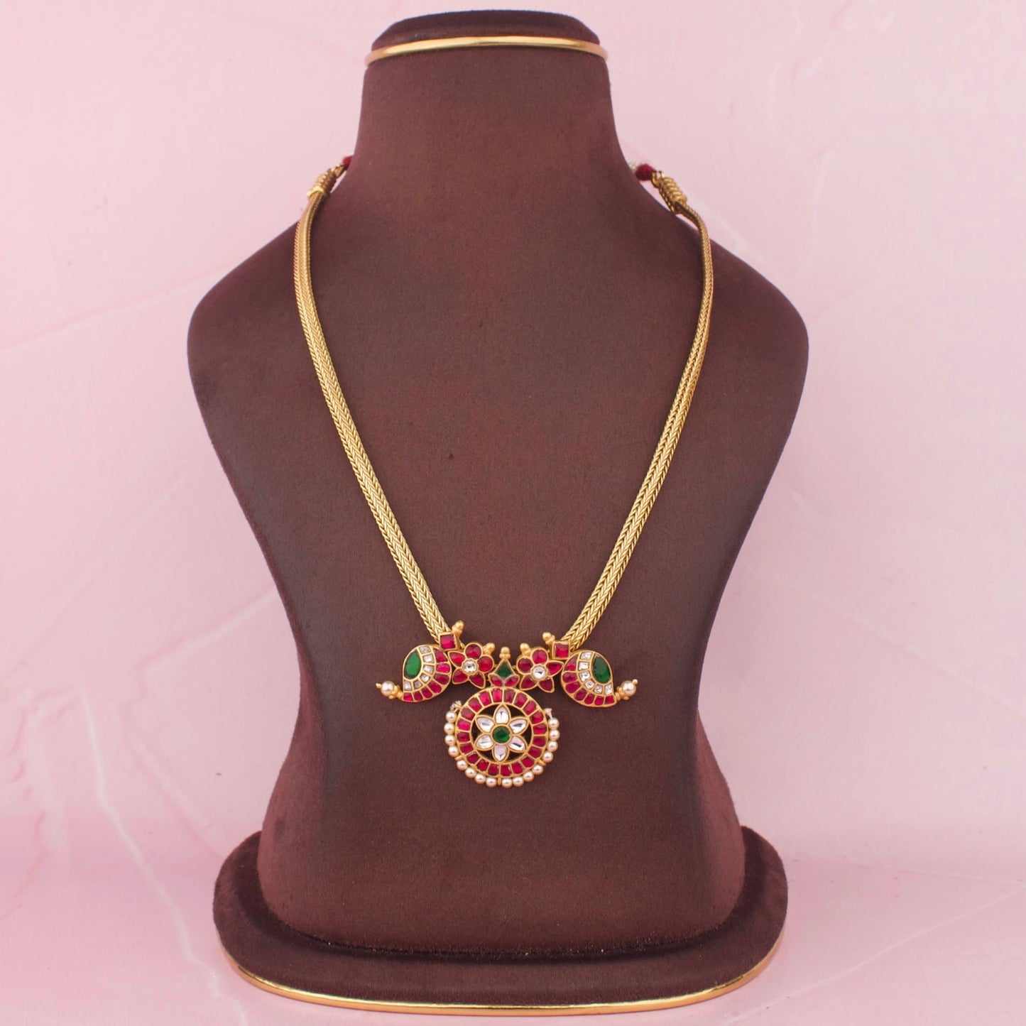Gold Style Jadau Kundan Nantad Chain Necklace