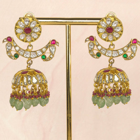 Majestic Gold Plated Jhumka Earrings with beads