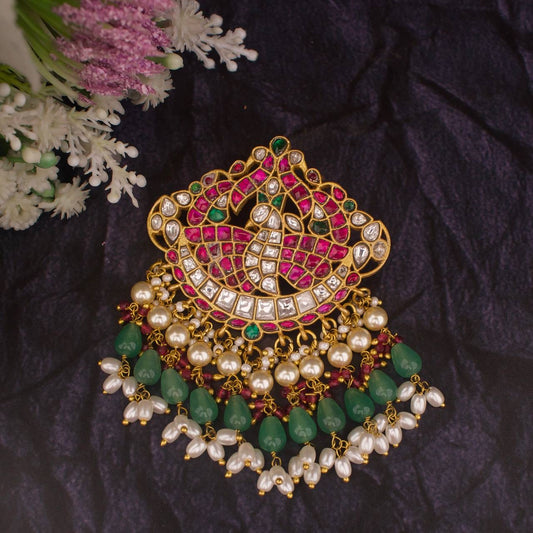 Peacock Design Jadua Kundan Stone Work Locket