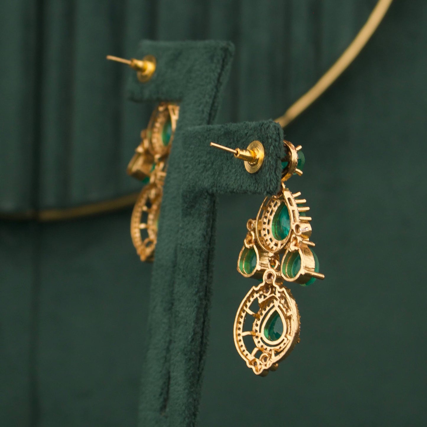 Moissanite Polki Layered Long Necklace With Matching Earrings