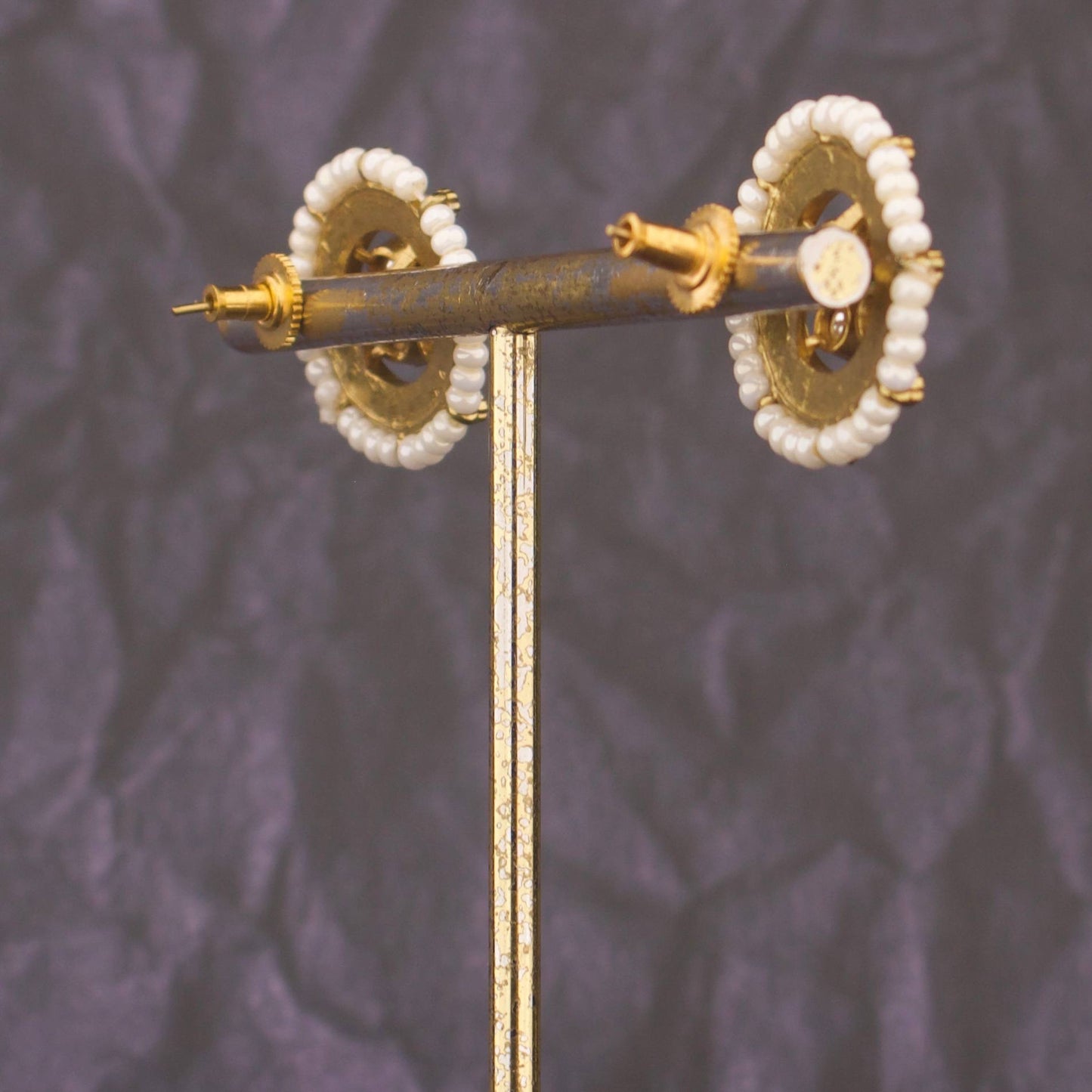 Jadau Kundan Polki Earrings With Pearl Detailing