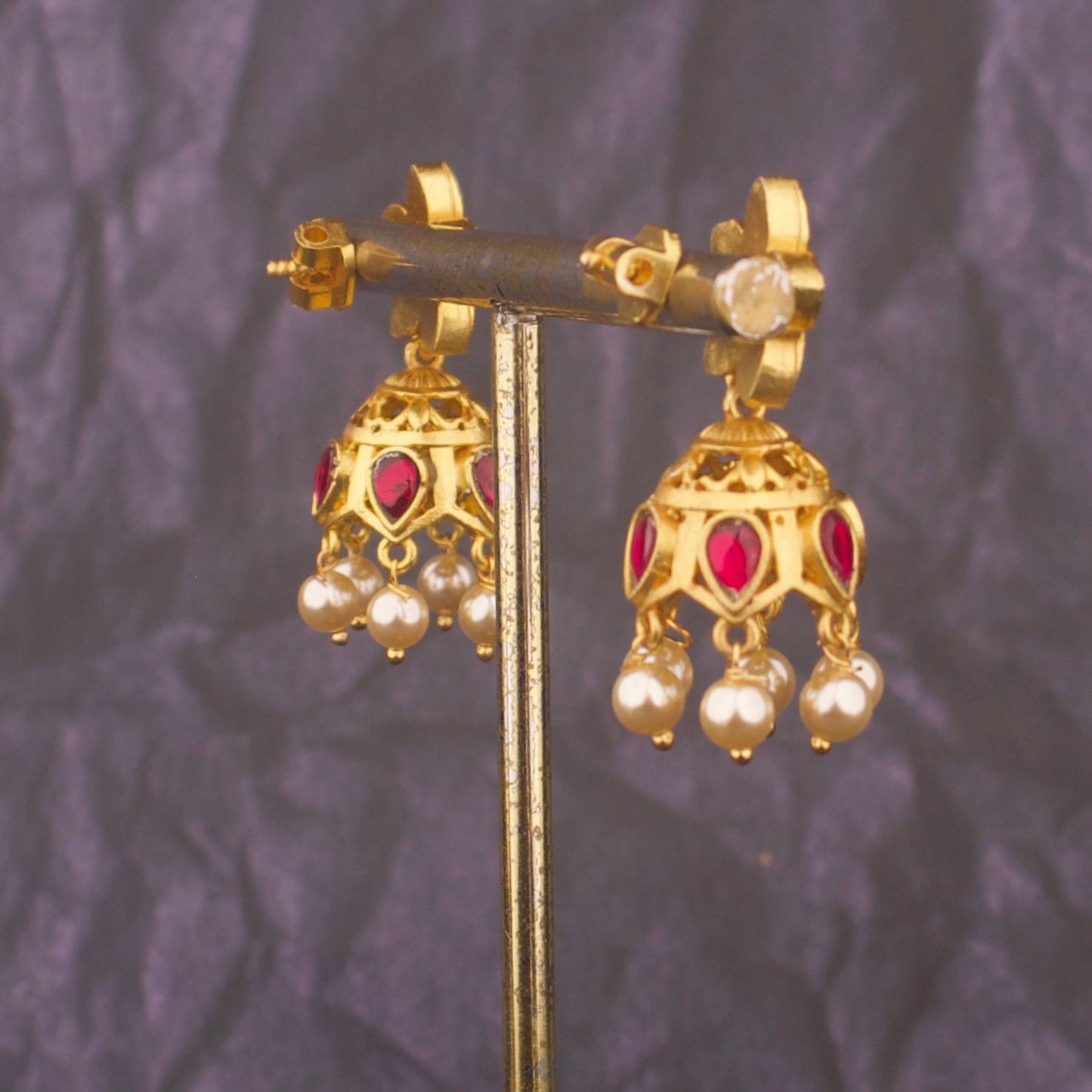 Mini Floral Design Jadau Kundan Jhumki Earrings