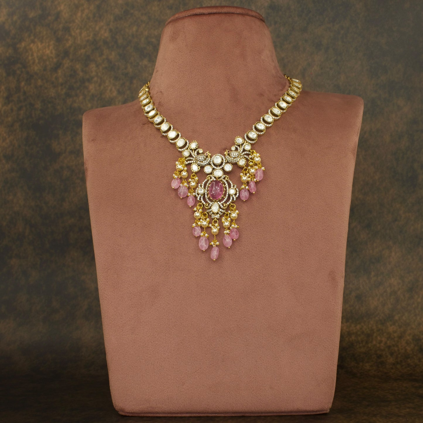 Premium polki necklace set with earrings