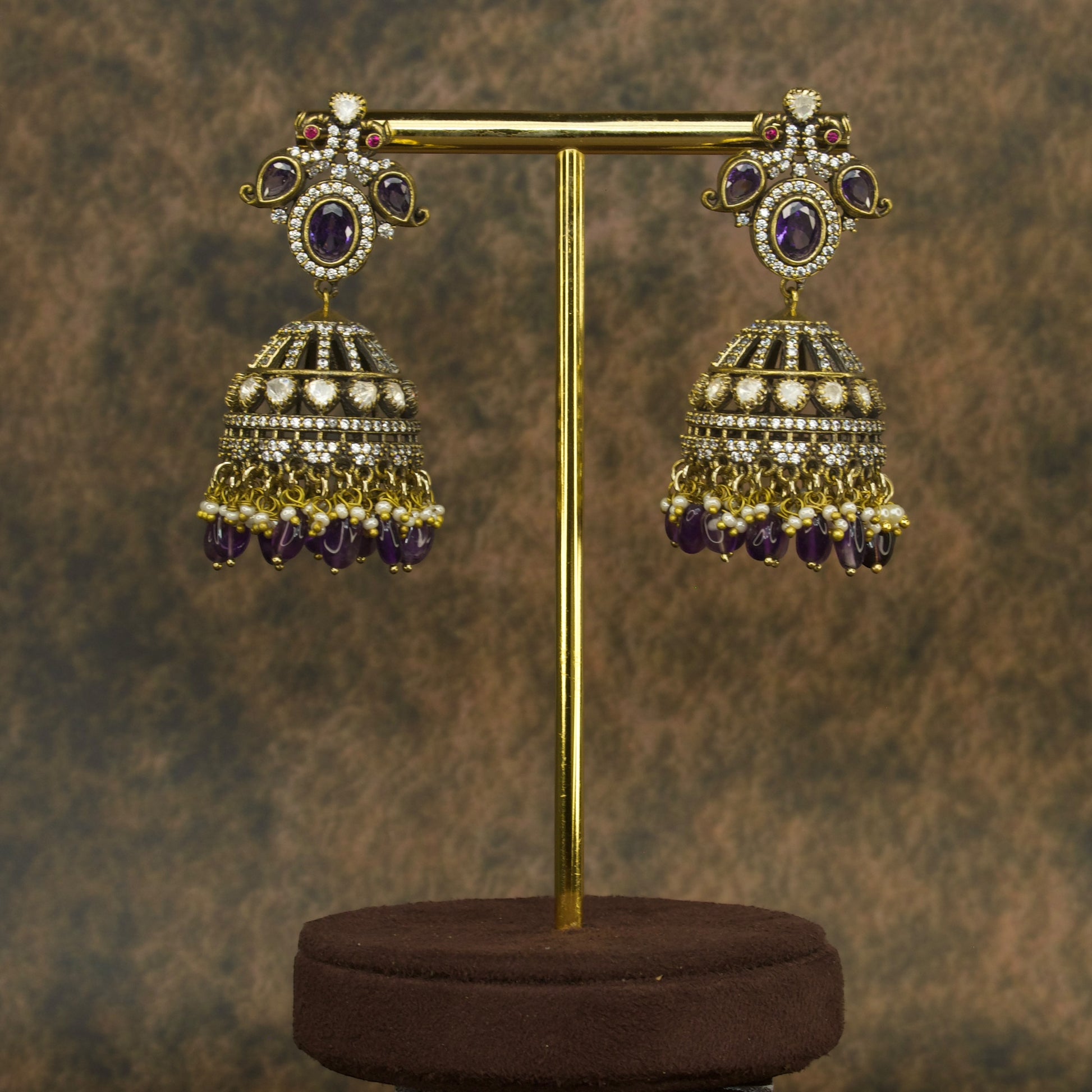 Victorian Elegance Peacock Jhumka Earrings with high quality victorian finish