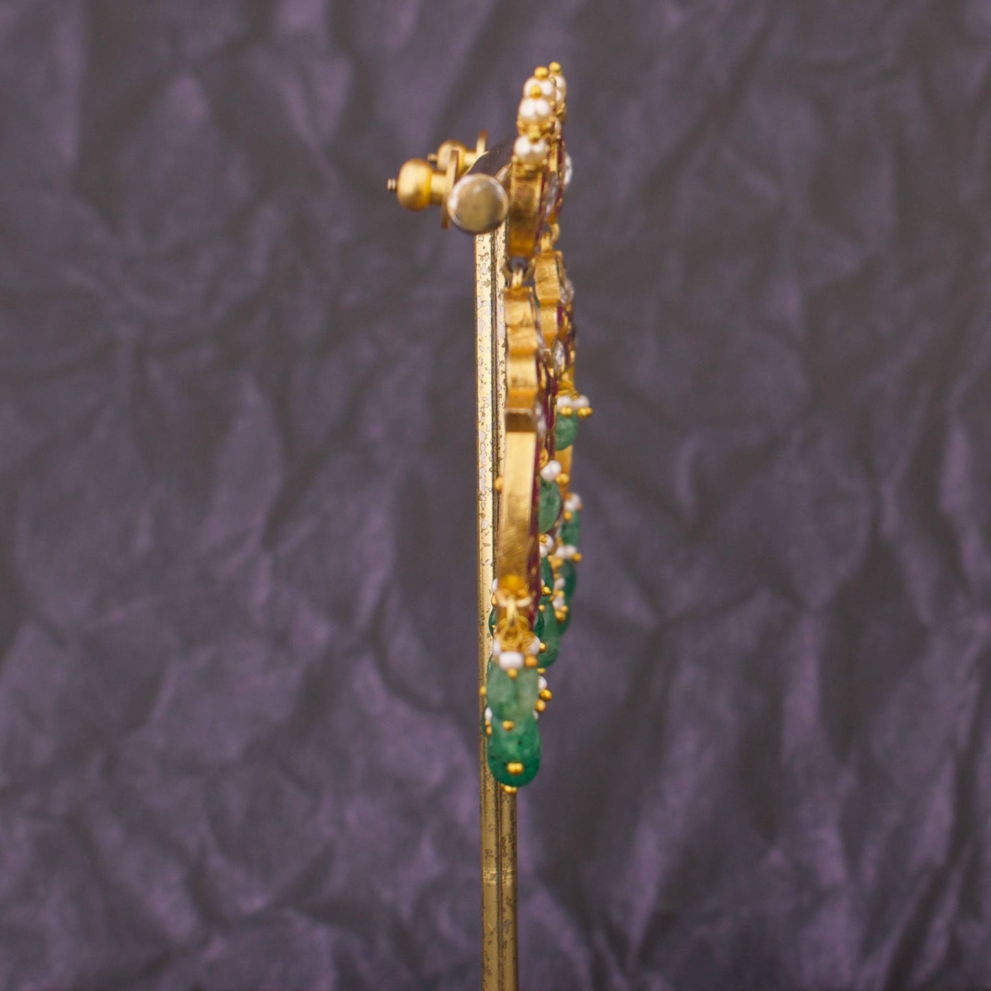 Pearl Studded Bridal Jadau Kundan Chandbali Earringsi