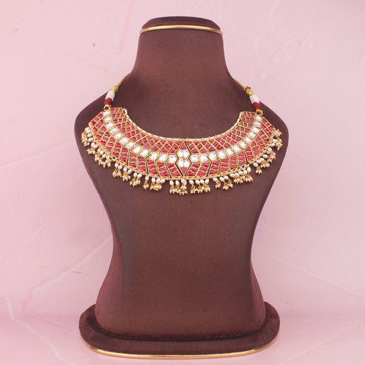 Royal Jadau Kundan Choker Necklace With Pearl Drops