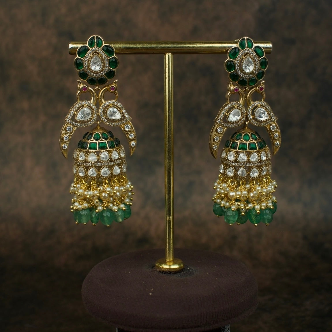 Trending Fusion Polki & Kundan Jhumka Earrings