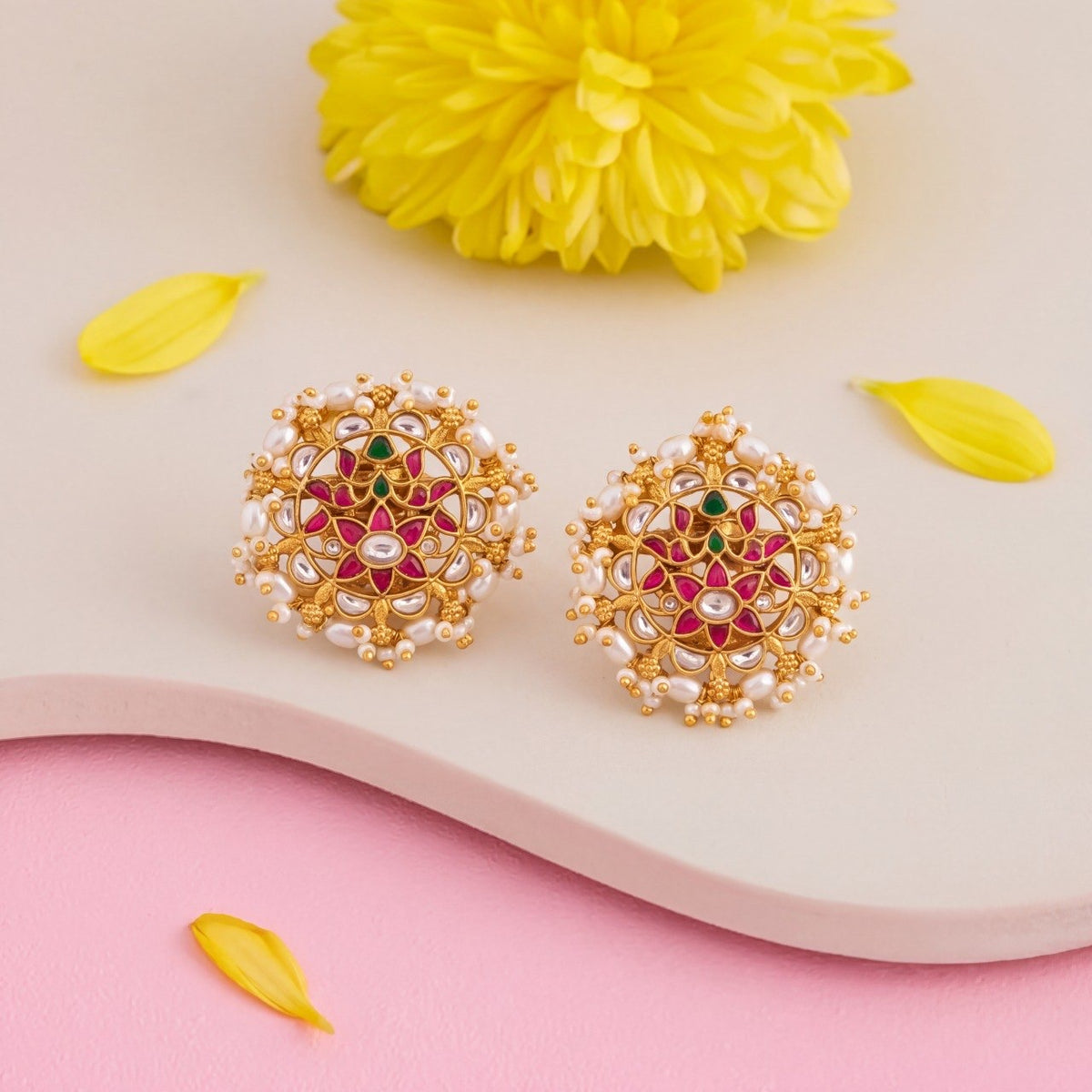 Unique Design Jadau Kundan Stud Earrings