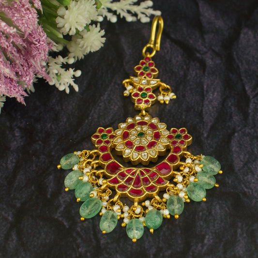 Impressive Floral Design Jadau Kundan Maang Tikka
