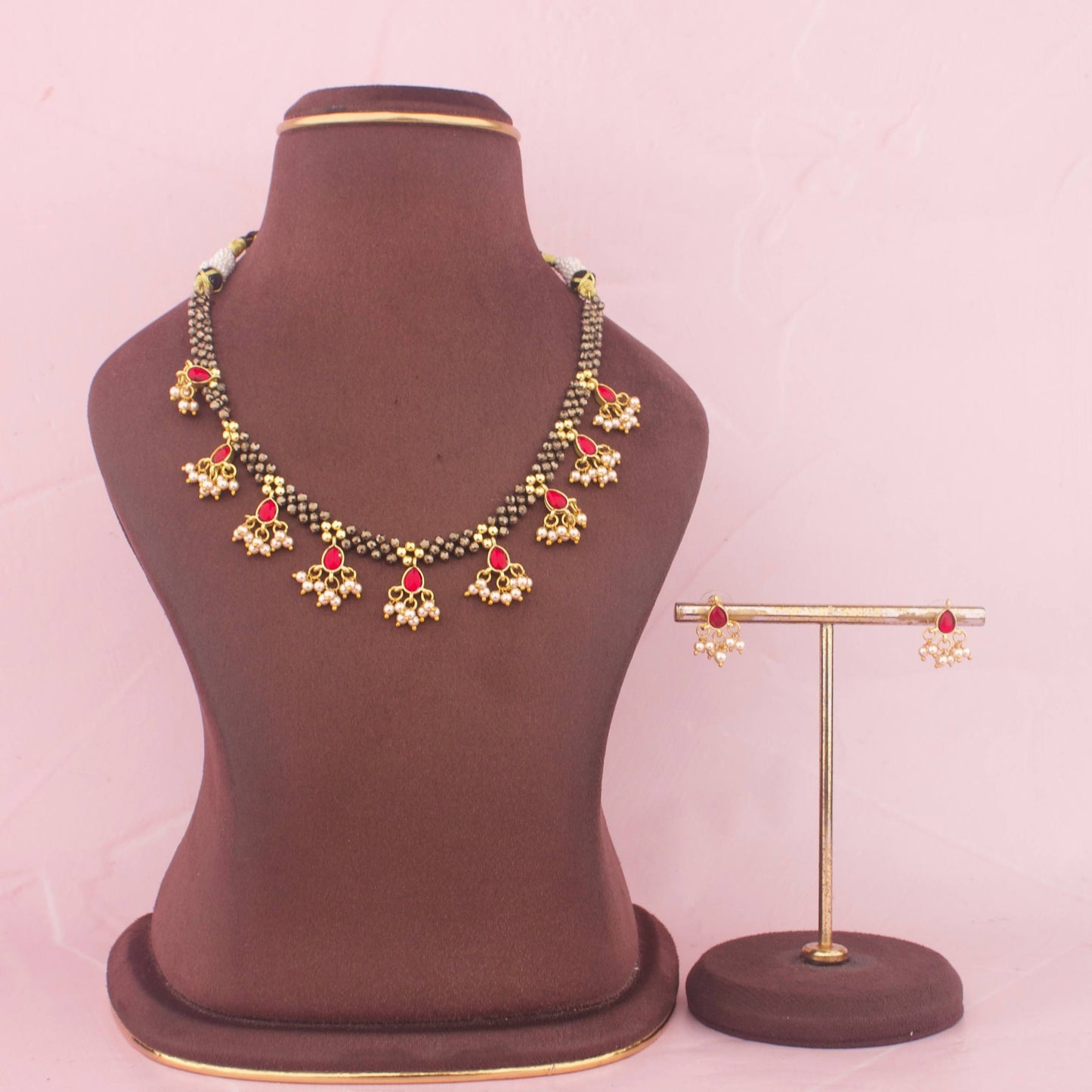 Unique Jadau Kundan Necklace With Earrings