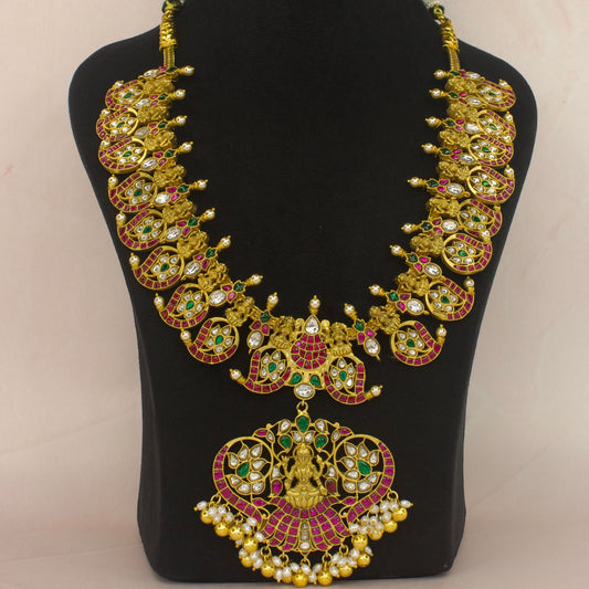 Bridal Nakshi Jadau kundan mango necklace with 22k gold plating