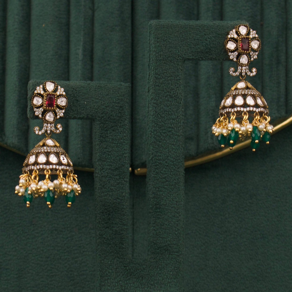Stylish Victorian Jhumka Earrings With Hangings