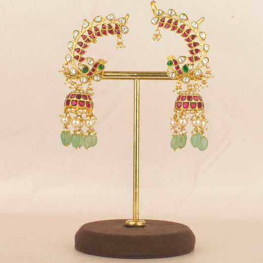 Gold inspired Design Jadau Kundan Fullkaan with Swarovski Pearls
