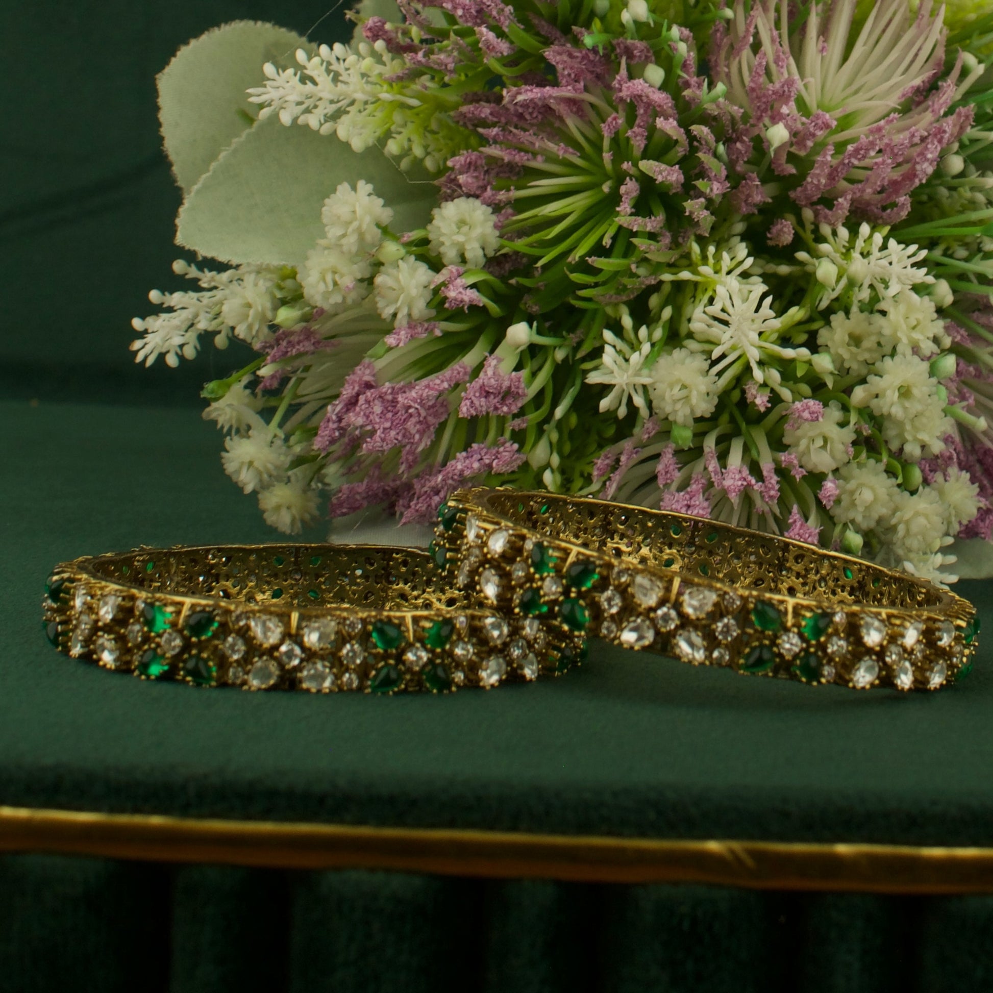 Lavish Design Fusion Kundan & Polki Victorian Bangles by DULHAN JEWELS