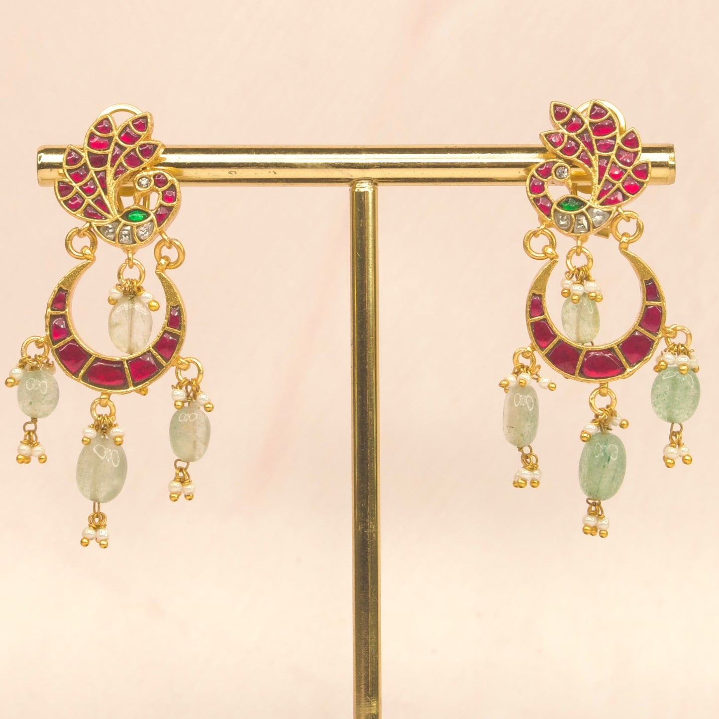 Peacock Studded Jadau Kundan Chandbali Earring