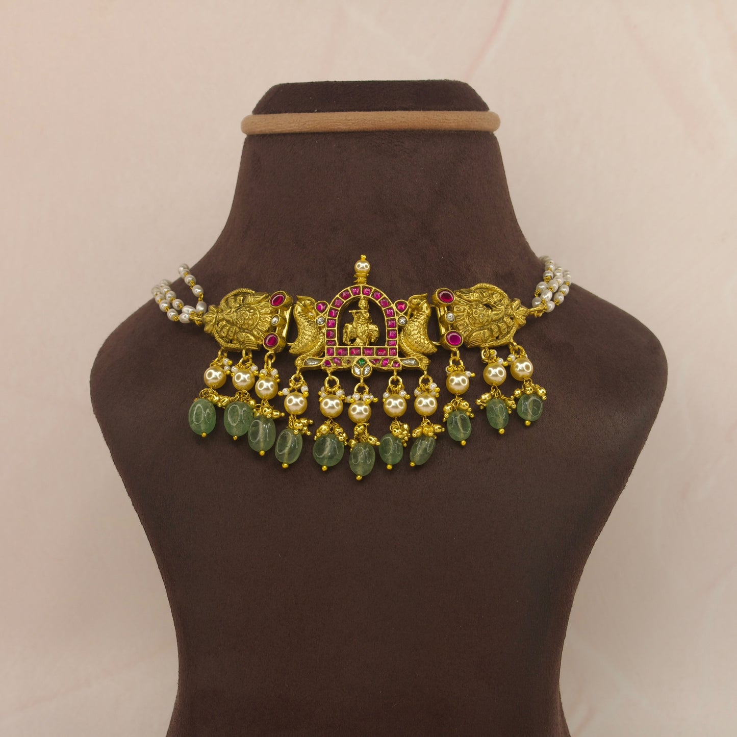 Divine lord Krishna jadau kundan choker