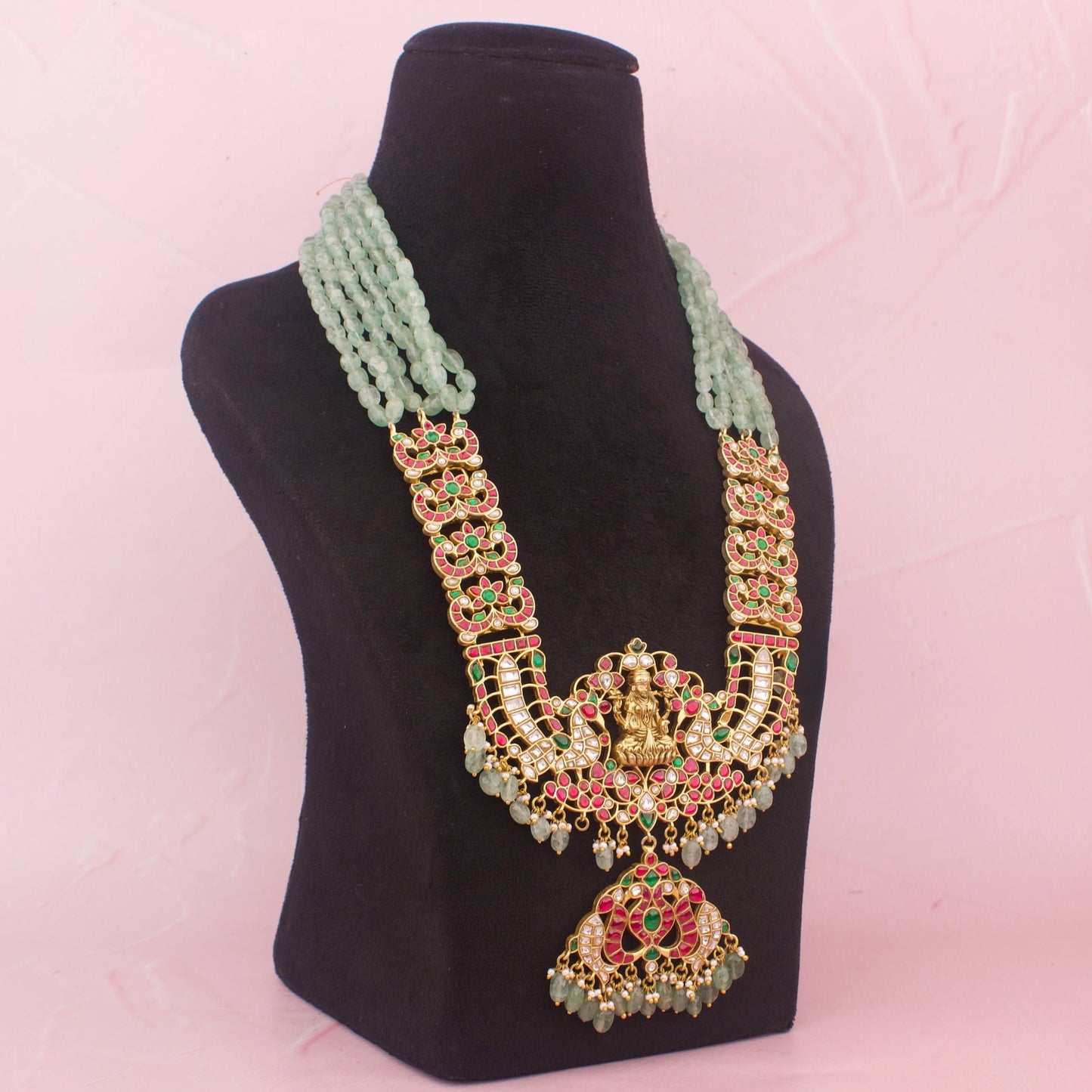 Divine Laxmi Devi Jadau Kundan Beads Mala