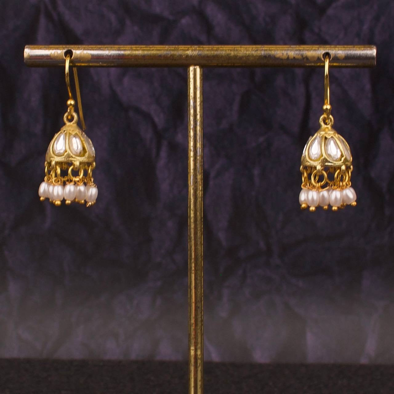 Small Sized Jadau Kundan Hanging Earrings