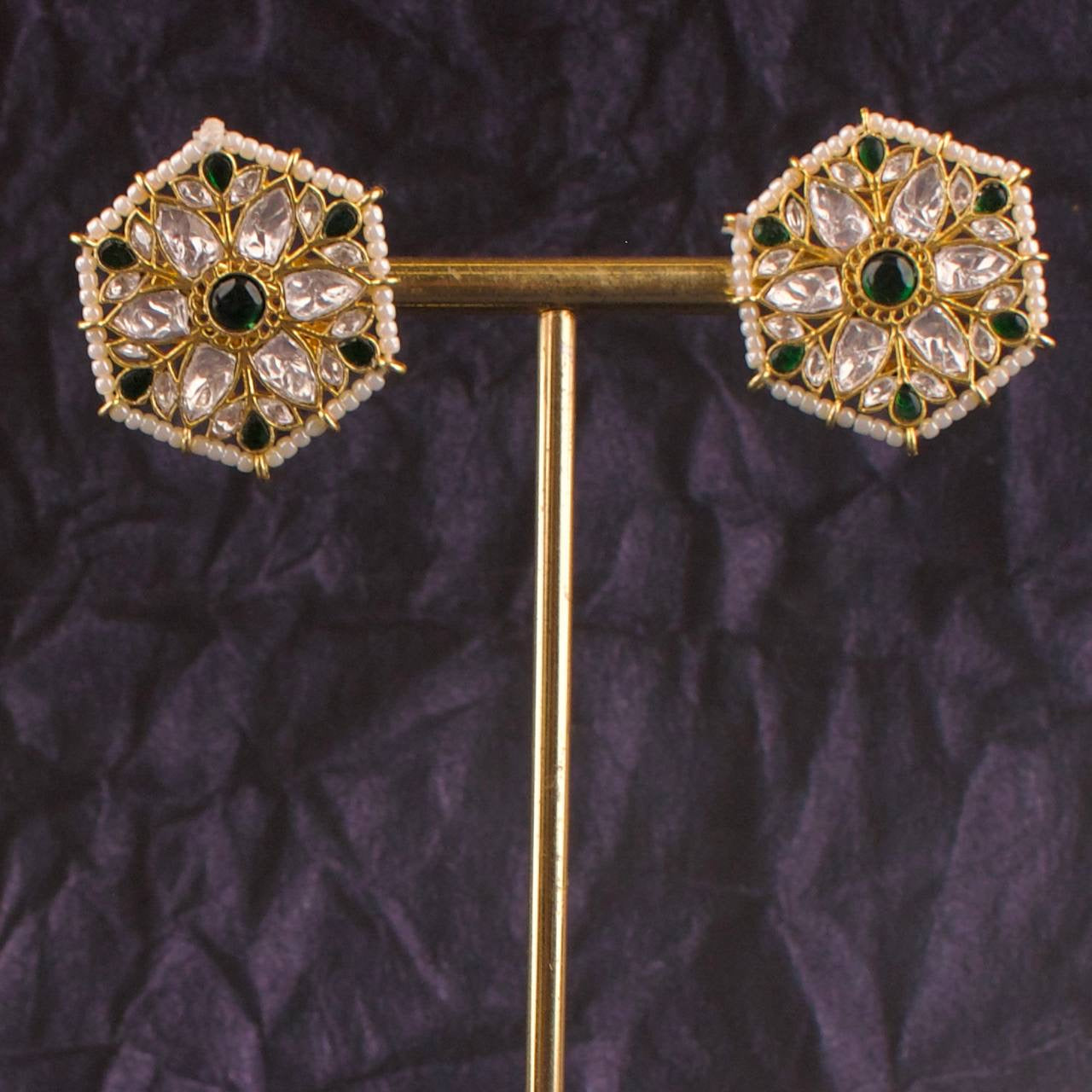 Polki Kundan Studded Jadau Kundan Stud Earrings