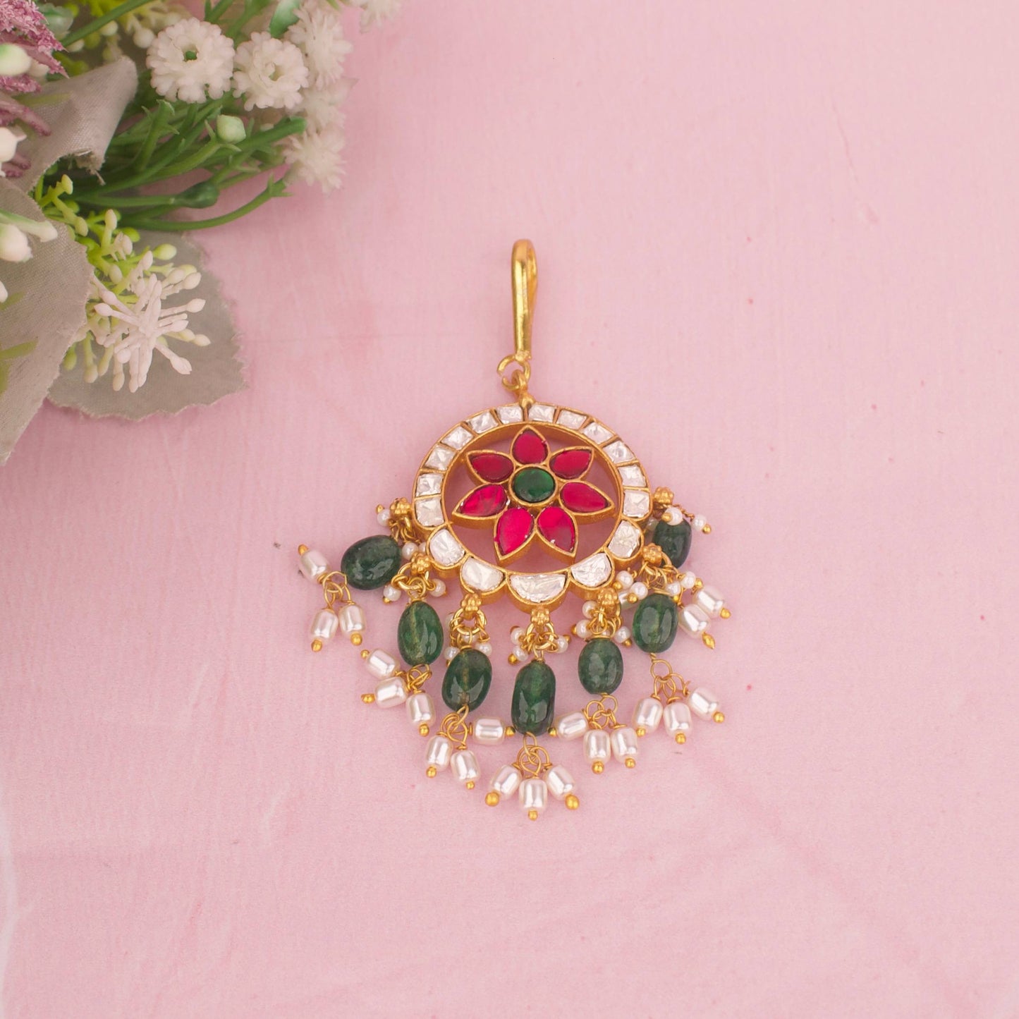 Moissanite Polki X Jadau Kundan Short Maangtika