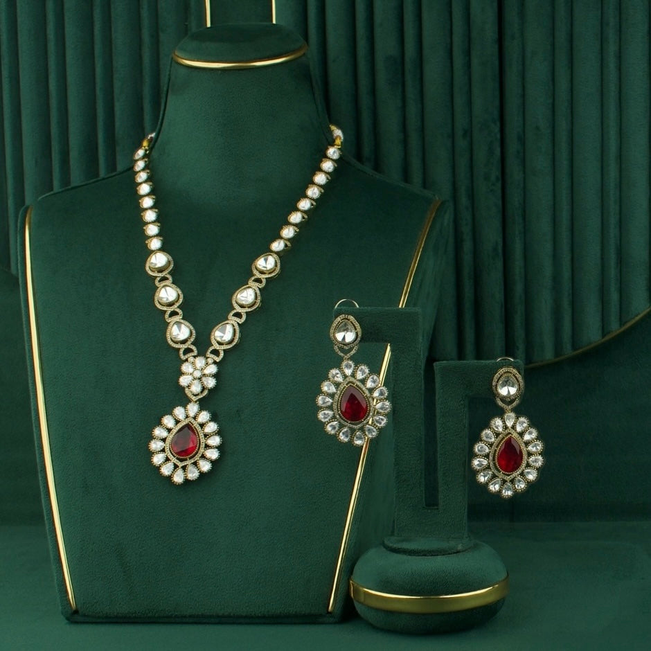 Nita Ambani Inspired Victorian Polki Necklace Set showcases elegant design and luxurious craftsmanship. Perfect for any occasion.