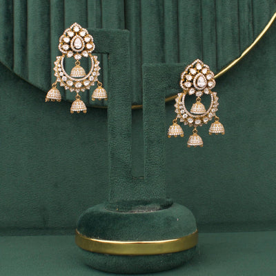 Victorian Polki Chandbali Earrings With Jhumka Drops