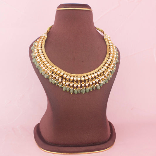 Gold Inspired Reversible 2 in 1 Jadau Kundan Necklace - Handcrafted Indian Bridal Jewelry by Dulhan Jewels