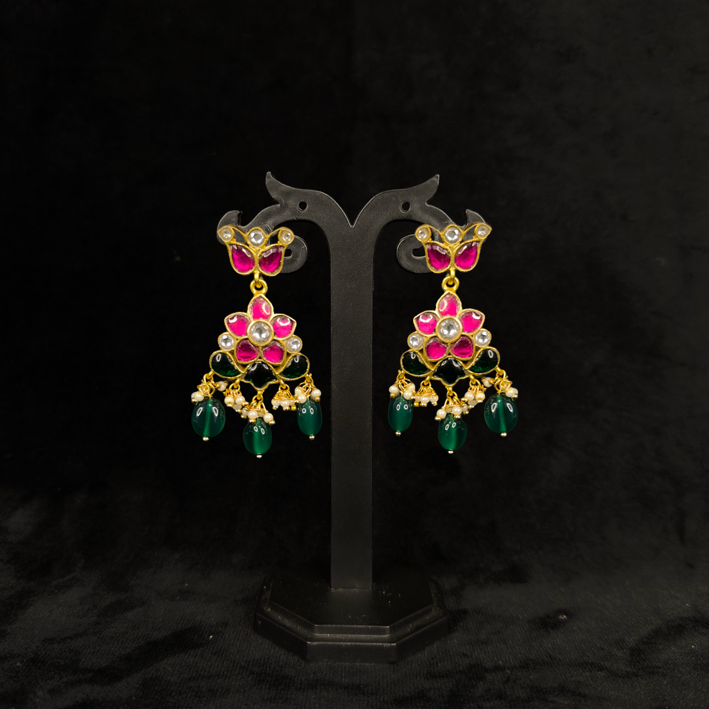 Enchanting Jadau Kundan Earrings in Flower design